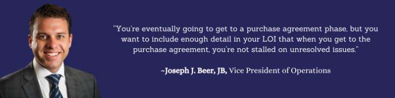 Add important details to LOI in buying a business